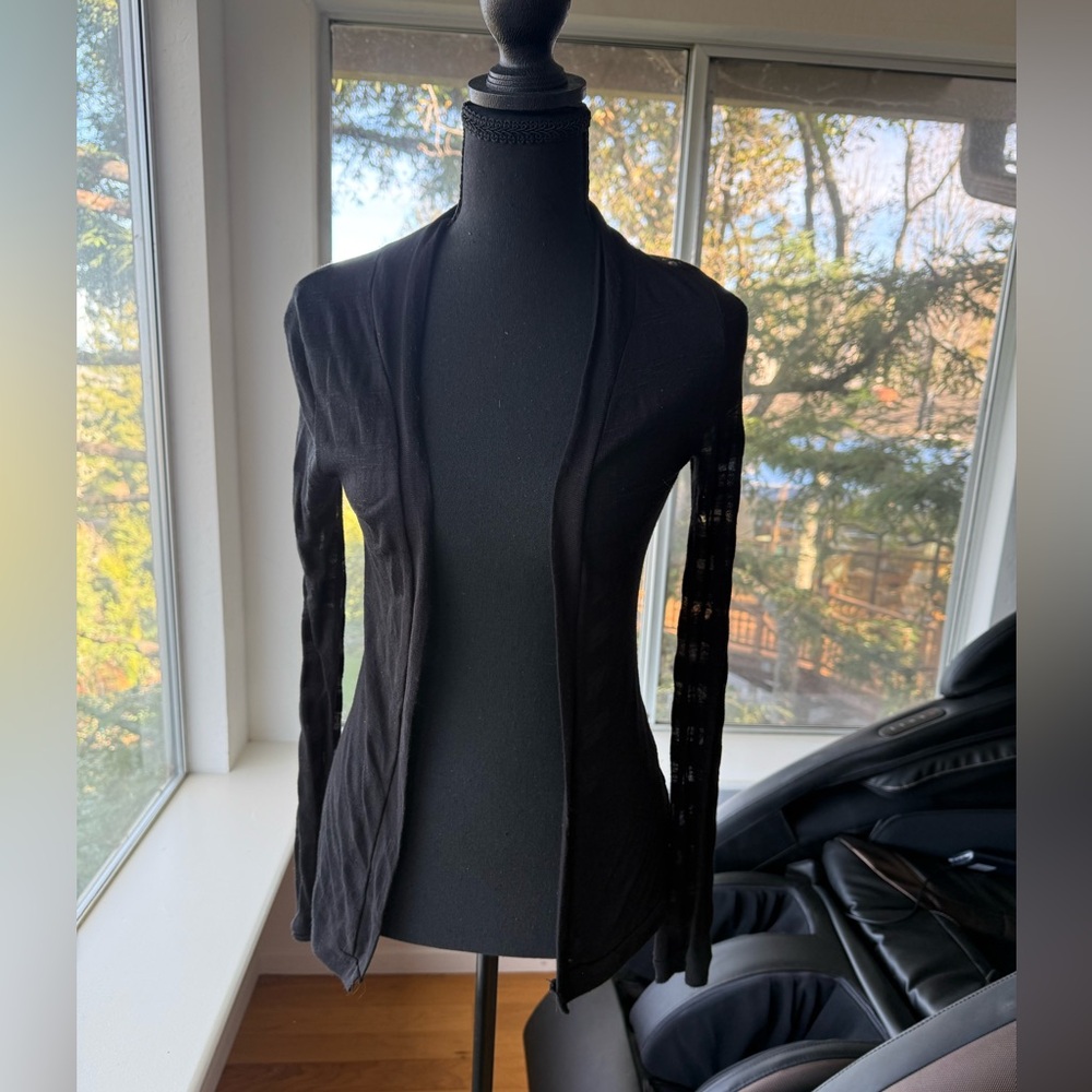 Black Open Front Cardigan, very light, Small